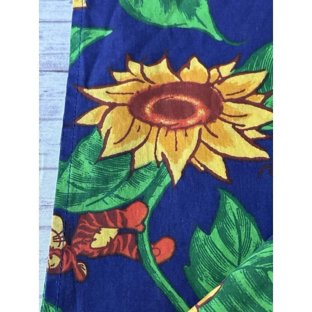 Vintage Disney Winnie the‎ pooh & friends Blue Sunflower shower curtain 70x70”